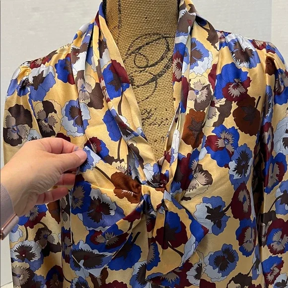 MISSONI SILK BLOUSE FLORAL BUTTON DOWN TOP SMALL